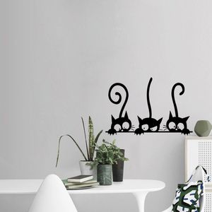 Härlig tre svarta katt DIY väggklistermärken djur rum dekoration personlighet vinyl väggdekaler
