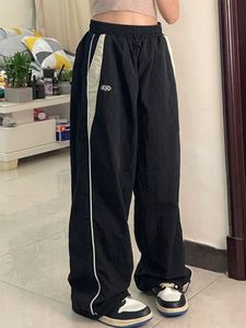 Kadın Pantolon Capris Y2K Kadın Geniş Bacak Kargo Pantolon Gündelik Sokak Giyim Gevşek Drawstring Pantolon Çizme Sweetpants Kadın Vintage Bol Joggers 230615