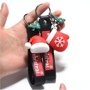 Ключевые кольца PVC Рождественская елка шляпа для ключей мультфильм Merry Glove Chain Bag Bag Wans Fashion Jewlery Gift Drop Delive Dewelry Dhe5q Dhe5q