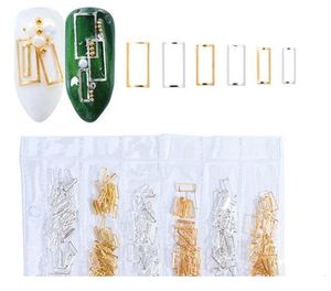 Novo salão de beleza misto 3D faça você mesmo armação de metal oco decorações de arte para unhas rebite dourado acessórios para manicure faça você mesmo concha unhas deslizantes