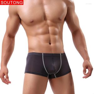 Cueca Soutong 2023 Shorts Masculino 4Pçs/lote Cueca Boxer Ice Silk Boxer Liso Cueca Cool Sexy St29