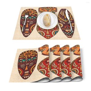 Table Mats Set Of 4/6 Placemats For Dining African Mask Place Mat In Kitchen Accessories Cup Wine