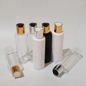 収納ボトル30pcs 150ml空の黒い白い液体ソープローション化粧品ボトルコンテナゴールドアルミニウムディスクトップキャップメタル