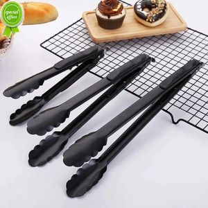 New 9/12/14 Inch Stainless Steel Food Tongs Barbecue Black Tong Bread BBQ Salad Tongs Cook Party Buffet Clip Kitchen Accessories