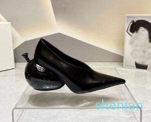 Projektantka mody damska balon wysokie obcasy buty skórzane buty spiczaste ślubne skórzana podeszwa 8,5 cm wakacyjna bankiet damski