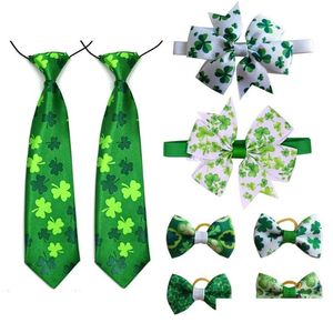 Dog Apparel St Patricks Pet Supplies White Green Hiar Bows Tie Bow Ties Small Hair Accessores Bowties Large Ties Drop Delivery H Dhpaj