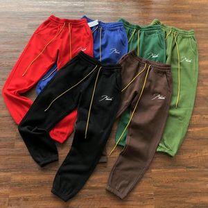 Calça de corrida masculina Terry com letras bordadas Calça de moletom casual feminina