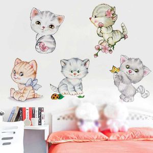 New Cute Cartoon Kitten Cat Wall Sticker for Bathroom Toilet Living Room Home Decoration Art Decals Poster Wallpaper Mural Stickers