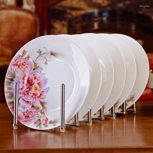 Pratos 6 pçs/conjunto Utensílios de mesa de cerâmica para sala de jantar chinês Jingdezhen Bone China Louça de porcelana 8 polegadas de profundidade Pratos de sopa Sushi