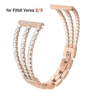 Браслет розового золота для Fitbit Versa 2 3 Lite Band Замена Женщина для браслета Fitbit Sense Bling Fitbit Sense Correa Luxury H0280M