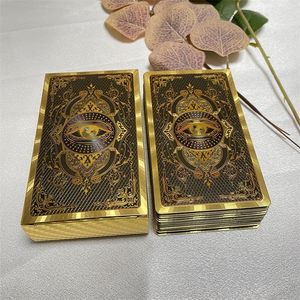 Outdoor Games Activities Shining 320g Golden Tarot 12x7 English Deck Classic with Keywords for Beginners with Guide Book High Quality Learning Cards 230615