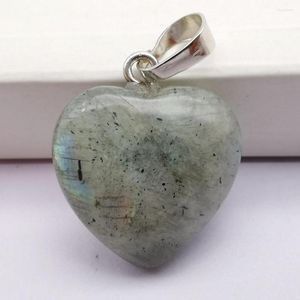 Colares com pingente pedra labradorita gema coração joia da sorte S3022