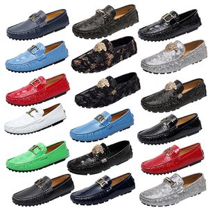 Högkvalitativt Italien varumärke Horsebit Loafers Luxury Printed Stylist Leather Shoes Business Office Shoes Driving Shoes Storlek 35-48