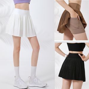 Choseyoga Youth Vitality Fashion Yoga Shorts Tennis Pleated Short Skirt Fitness Pants Women's Built-in Pockets Sports Running Training Quick Drying