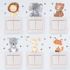 6pcs/lot Cartoon Switch Stickers Cute Elephant Panda Rabbits Power Socket Stickers Kids Room Wall Sticker Baby Room Wall Decals