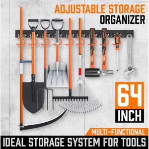 Bathroom Shelves MLIA 64 Inch Adjustable Storage System Wall Mount Garden Tool Organizer Hangers for Mop Broom Holder Shovel Rake 230615