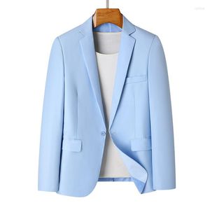 Mäns kostymer Sky Blue Black Navy Blazer Suit Men's Casual Professional Dress Solid Color Spring and Autumn Tops Jacket Men 1 Piece