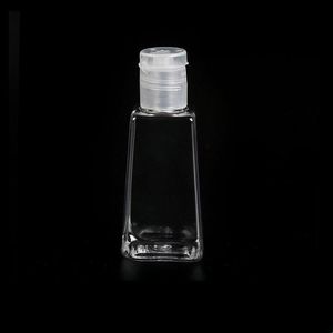 30 ml leere PET-Kunststoffflasche für Händedesinfektionsmittel mit Klappverschluss, trapezförmige Flasche für Make-up-Entferner, Desinfektionsflüssigkeit Qekkr