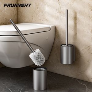 Toilet Brushes Holders Bathroom Brush Holder Cleaning Tools Space Aluminum Wall Mounted No Drill Durable Vertical Black Accessories 230616