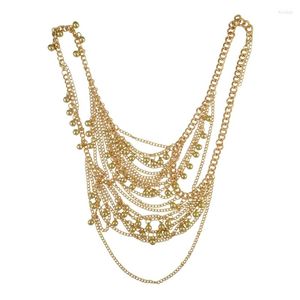 Ketten Gothic Multilayer Gold Farbe Quasten Schulter Körper Kette Für Frauen Einfache Punk Metall Halskette Schmuck