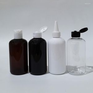 Storage Bottles 250ml Empty Black PET Bottle With Flip Cap Disc Pointed Shampoo Shower Gel Container Plastic Cosmetic Packaging