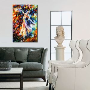 City Life Figure Dancer Canvas Art Snow Queen Hand Painted Kinfe Painting for Hotel Wall Modern