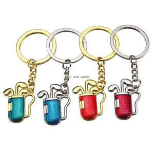 Key Rings Gold Golf Club Ring Red Metal Bag Keychain Hangings Women Men Fashion Jewelry Will And Sandy Drop Delivery Dhus8