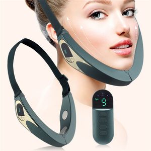 Massaggiatore viso EMS Massaggiatore viso LED Pon Therapy Microcurrent Vibration Lifting Remove Double Chin Skin Tightening Beauty Care Device 230615