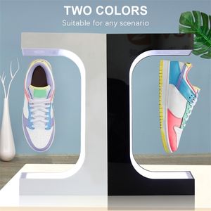 Storage Holders Racks Creative Levitating Magnetic Floating 360 Degree Shoe Display Stand Shoes Shop Sample Showcase Led Rack Sneaker 230615