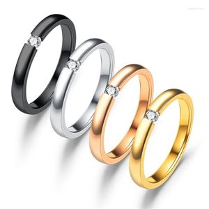 Anéis de casamento anel de noivado para mulheres aço inoxidável cor prata dedo cor de ouro presente da menina tamanho dos EUA 5 6 7 8 9 10 11 12