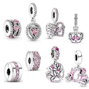 Pandora Orijinal Bilezikler 20 PCS Heart Crown Anneler Günü Taç Tıpa Tokalı Motosiklet Gümüş Takılar Kadınlar İçin Boncuk Diy Avrupa Kolye Takı