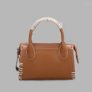 Bolsa de ombro de couro PU para mulheres bolsas de designer de moda femininas vintage com debrum de corda Boston