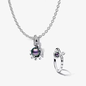 2023 new 925 Sterling Silver Pendant Necklaces for women Designer Jewelry DIY fit Pandora The Little Mermaid Ursula Charm and Ring Set sun moon rings