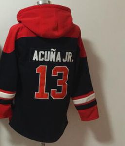 Atlanta #13 Ronald Acuna Jr. Fans Tops Moletom com Capuz de Beisebol Americano