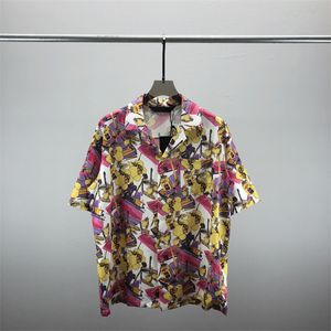 اثنان من المصممين الفاخرين قمصان Men Fashion Tiger Letter v Silk Bowling Shirt القمصان غير الرسمية للرجال ضئيل قميص فستان قصير الأكمام M-3XL#1008