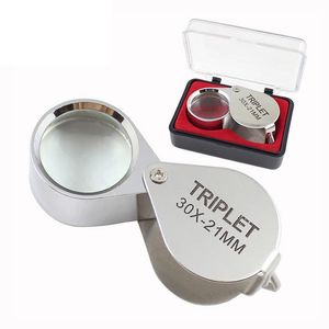 Mini 30x21mm Jewelers Eye Loupes Jewelry Diamond Magnifiers Magnifying Glass Ingenious portable Loupe Magnifier Silver color