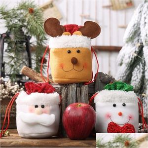 Decorações de Natal Bolsa de Presente Dstring Sacos de Pelúcia Feliz Natal Doces Para Festa Festiva Apple Wrap Bag Supplies1 Drop Delivery Ho Dhlsn