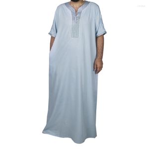 Ubranie etniczne kaftan muzułmanin Abaya dla mężczyzn stały kolor duży rozmiar marokańska kaftan tajemnica hemming szata Dubai thobe arabska Pakistan