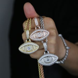 Neue Augenform Anhänger Halskette Damen Herren Iced Out Hip Hop Roségold Farbe Schmuck Paar Geschenk