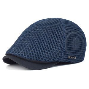 Berets New Mesh Newsboy Caps Summer Men Women Hats Beastable Beret Outdoor Gorro Hombre Boina Golf Hat Fashion Dasual Solid Flat Cap Z0616