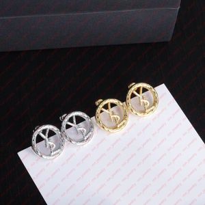 18k gold plated hoop stud unisex earrings. European and American minimalist brand letter designer earrings for women.