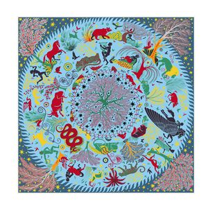 Silk Scarf Women Animals Wheel Printing Square Scarves Head Echarpes Silk Foulards Femme Wraps Beach Shawls Bandana Lady Hijabs 90cm x 90cm