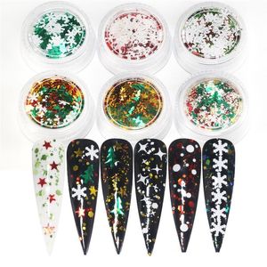 Weihnachten Schneeflocken Weihnachtsbaum Stern Form Nail Art Pailletten Flocken 3D Aufkleber Aufkleber Dekoration