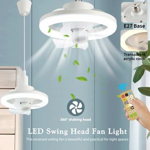 30/48/60W E27 Ceiling Fan With Lamp Light Remote Control Aromatherapy Fan Lamp Bedroom Living Silent Cooling 3 Speed Fan Light