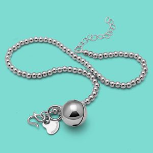 Anklets Summer Charm Accessories Women's 925 Sterling Silver Anklet Beads Bell Design Solid Silver Anklet Foot Jewelry Birthday Present 230615