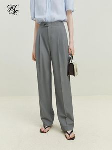 Женские брюки FSle Grey высокий талию для женщин Премиум драпировка прямо повседневное лето 2023