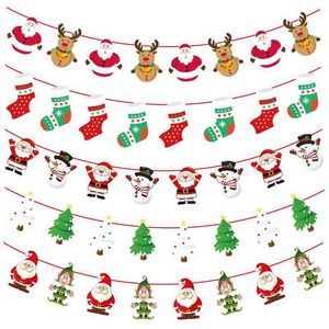 New 3m Xmas Trees Banners Merry Christmas Decor Garland Christmas Banners Santa Claus Banner Snowman Elk Flag Decor for Home