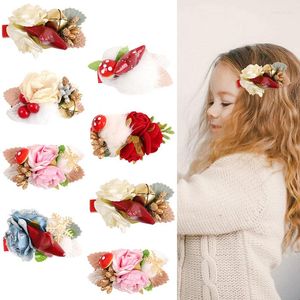 Acessórios de cabelo Clipes de flores de Natal Kawaii Presilhas de cabelo Gancho de cabelo feito à mão para meninas, bebês, presilhas para rabo de cavalo
