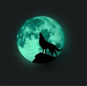 Luminous Moon Wolf Wall Sticker Glass Dekoracja Malowanie wystroju domu naklejki ścienne plakat Dekoracja pokoju dziecięcego