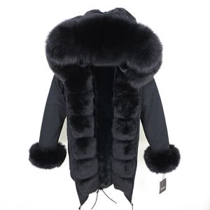 Women's Fur Faux MENINA BONITA 2023 Winter Jacket Women Real Coat Natural Collar Hood Loose Long Parkas Big Outerwear Detachable 230616